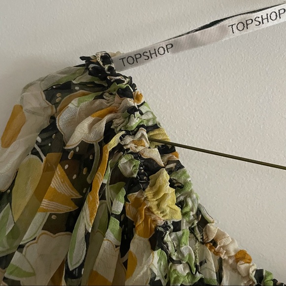 Floral Kate moss x top shop flowy bohemian style peasant long sleeve dress - Picture 5 of 13